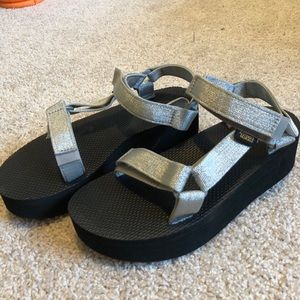 Metallic Teva Platform Sandals